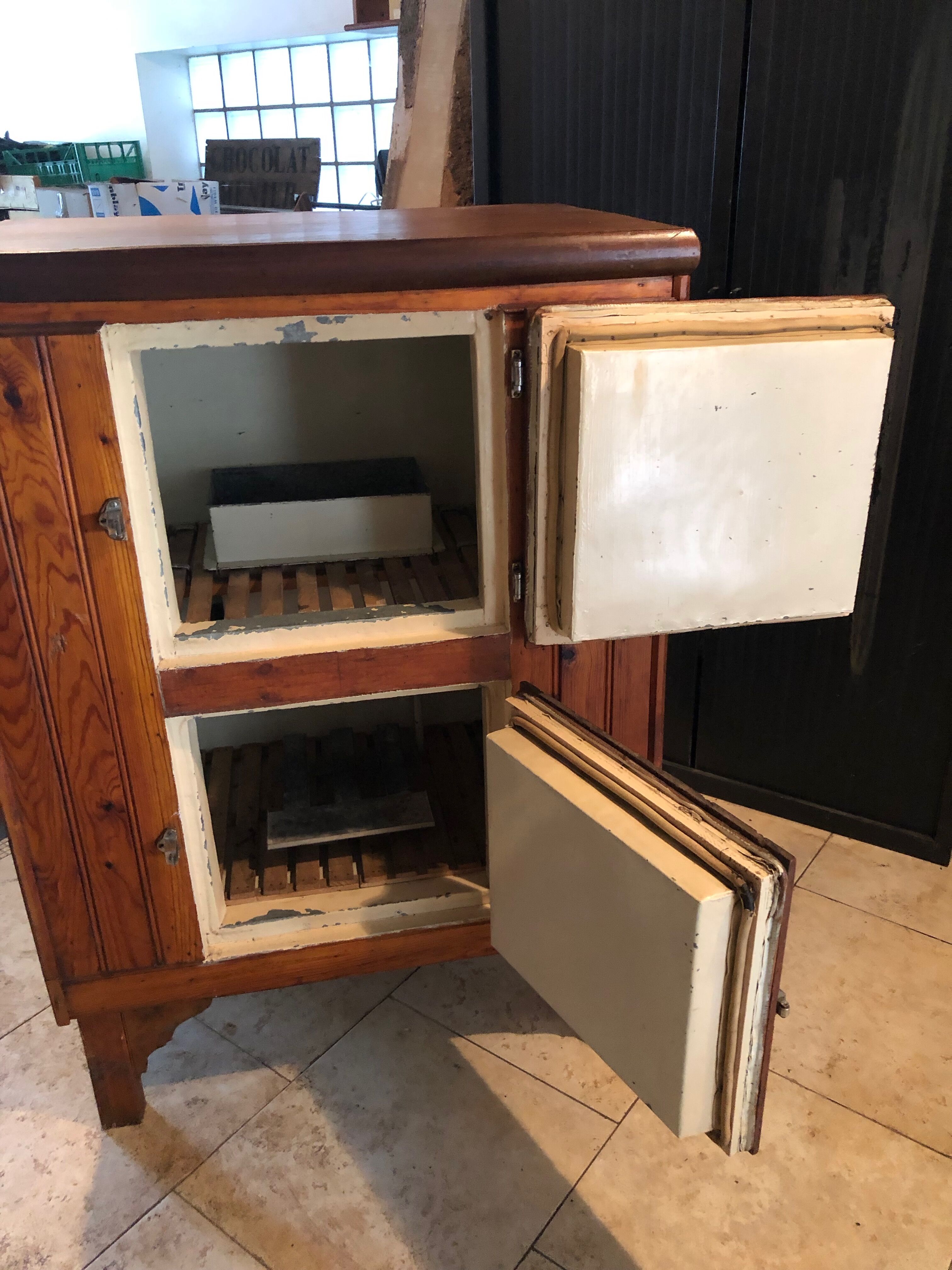 Vintage wooden fridge cabinet