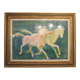 Framed painting representing horses, signed, XX th