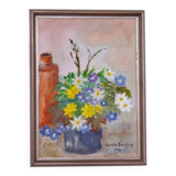 Original Swedish Oil on Canvas – “Vase of Flowers” by Carola Bergling