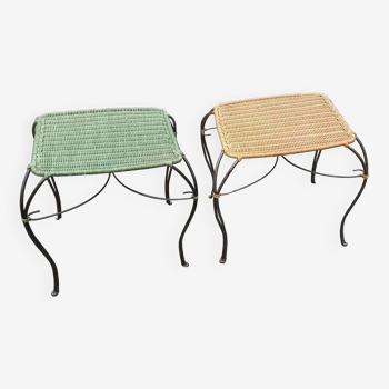 Pair wicker stools