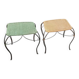 Pair wicker stools