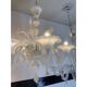Milky and Gold Murano Glass Chandelier With Flowers and Leaves