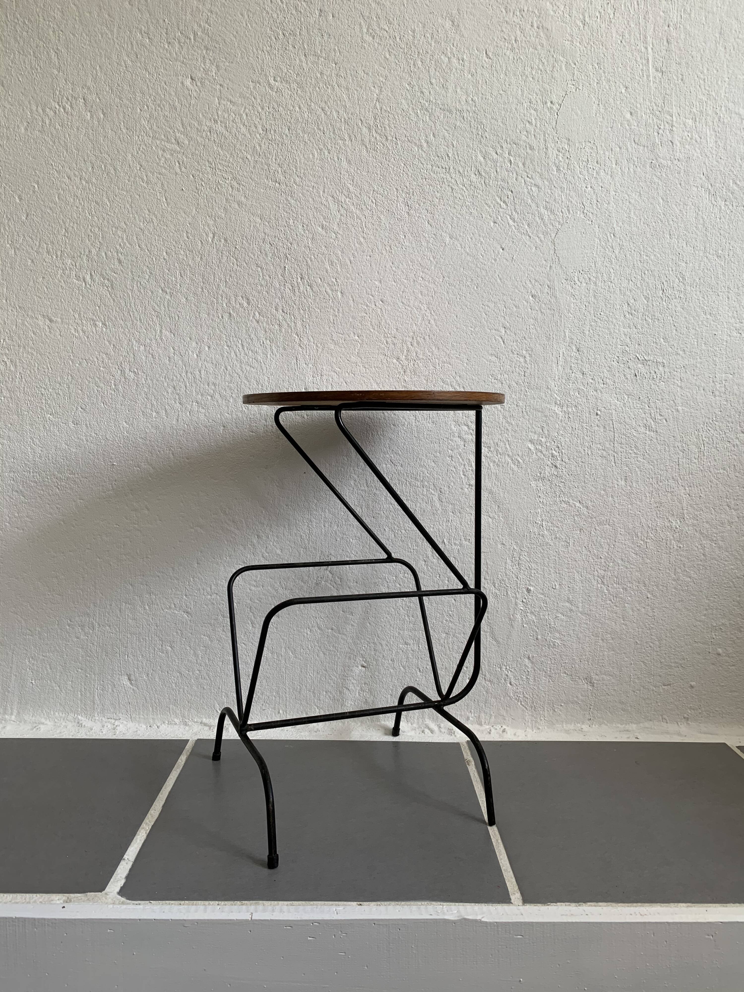 Table volante bois et métal vintage