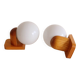Pair of wall lights in pine and opaline, 1960s.
