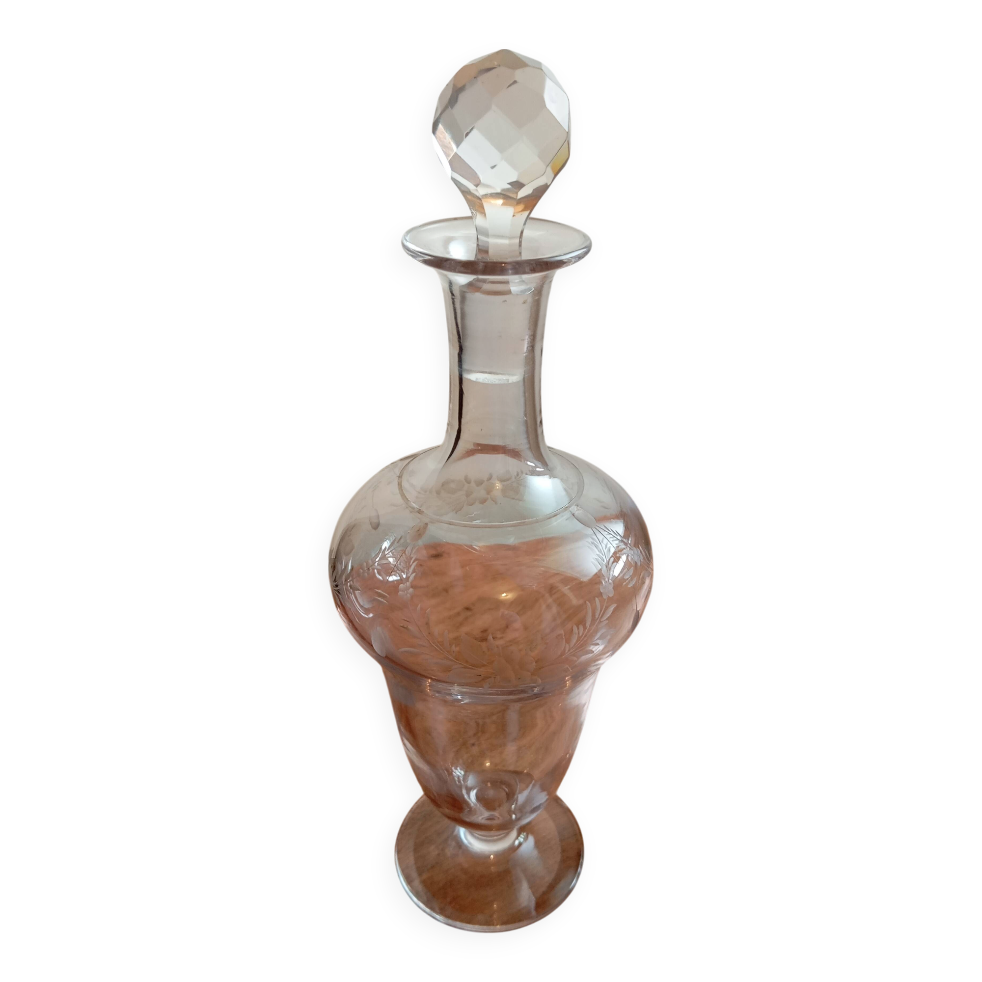 Engraved glass carafe