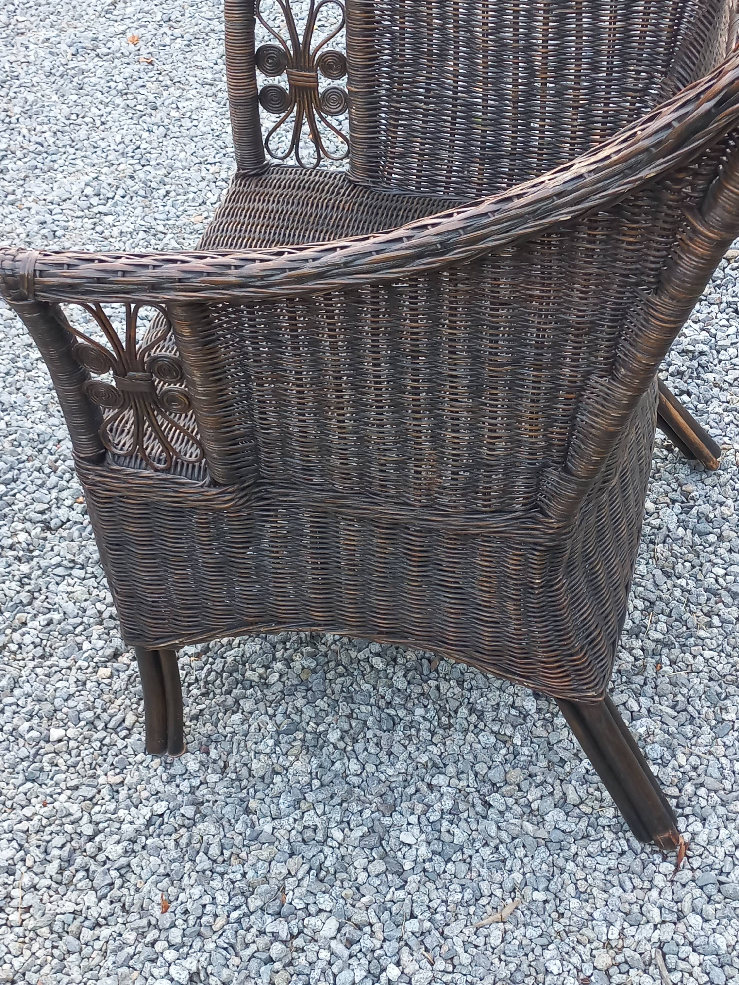Set de 3 fauteuils en rotin des années 70