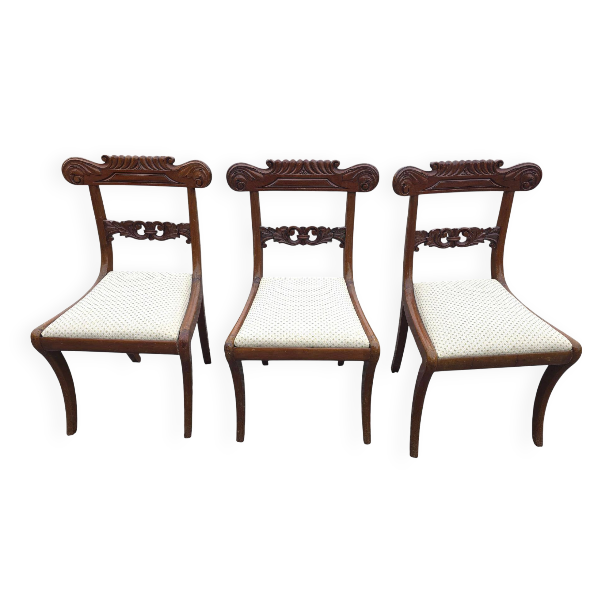Solid mahogany chairs x 3