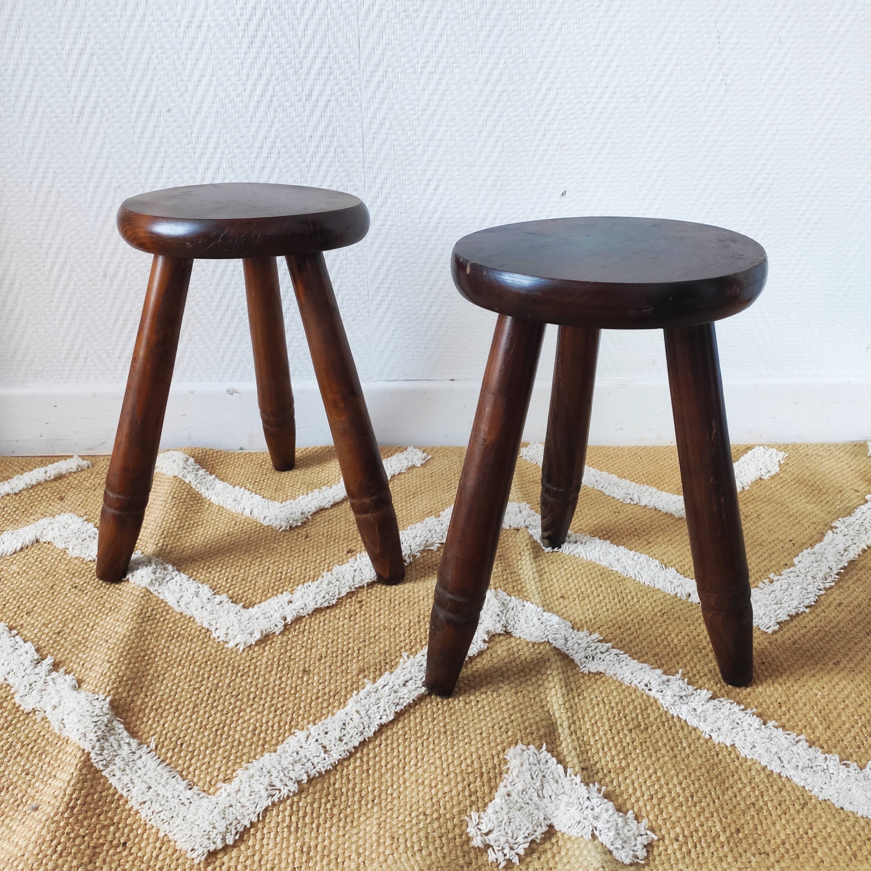 Vintage tripod stool pair
