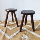 Vintage tripod stool pair