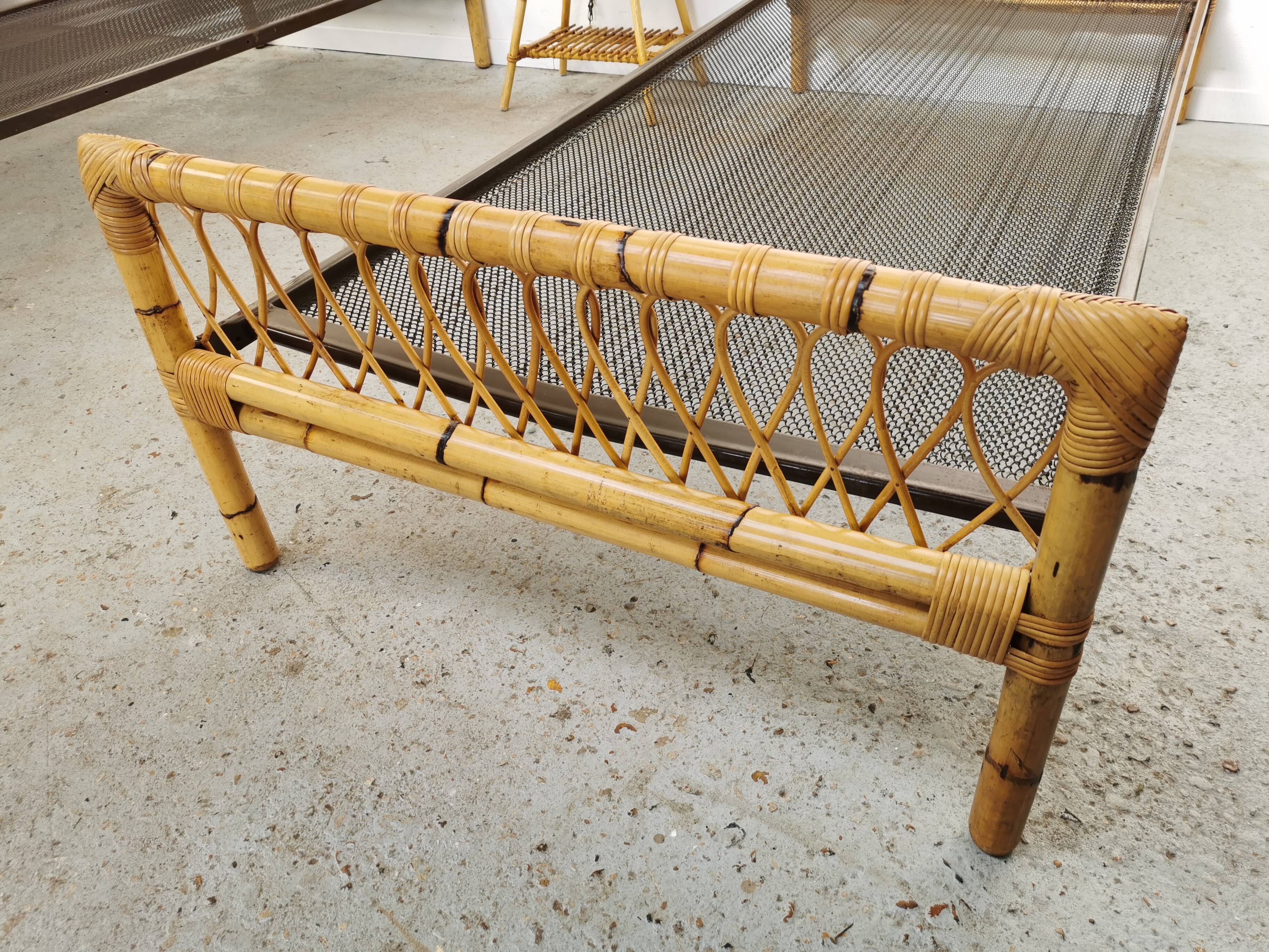 Pair of vintage rattan twin bed