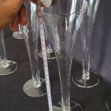8 old champagne flutes evased blown glass model impossible