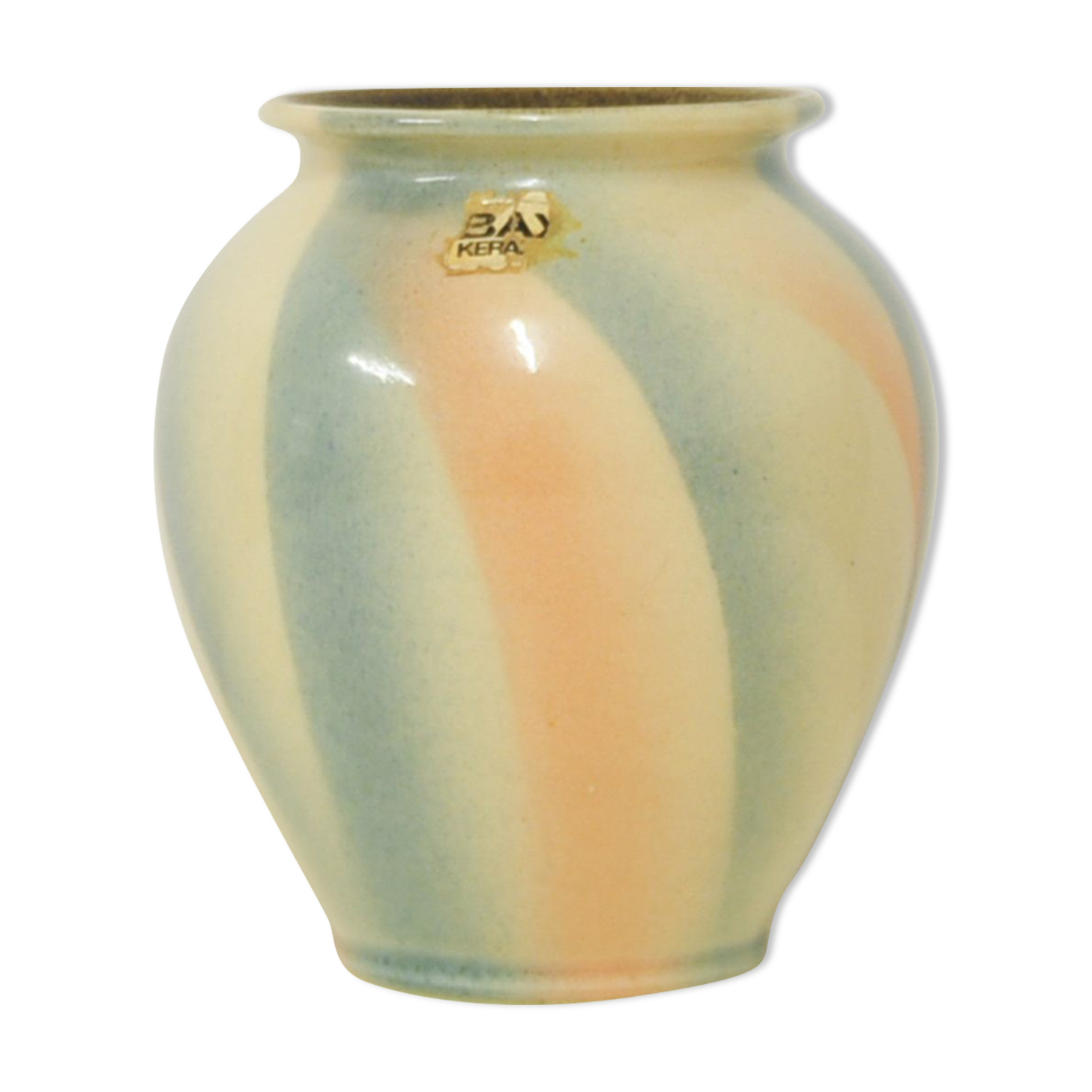 Vintage vase beige & blue & pink West Germany Bay