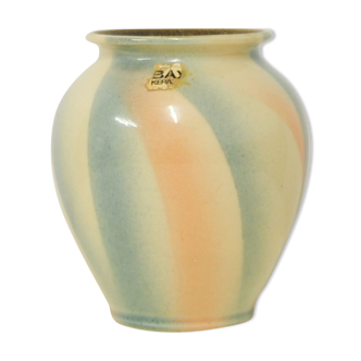 Vase vintage beige & bleu & rose West Germany Bay