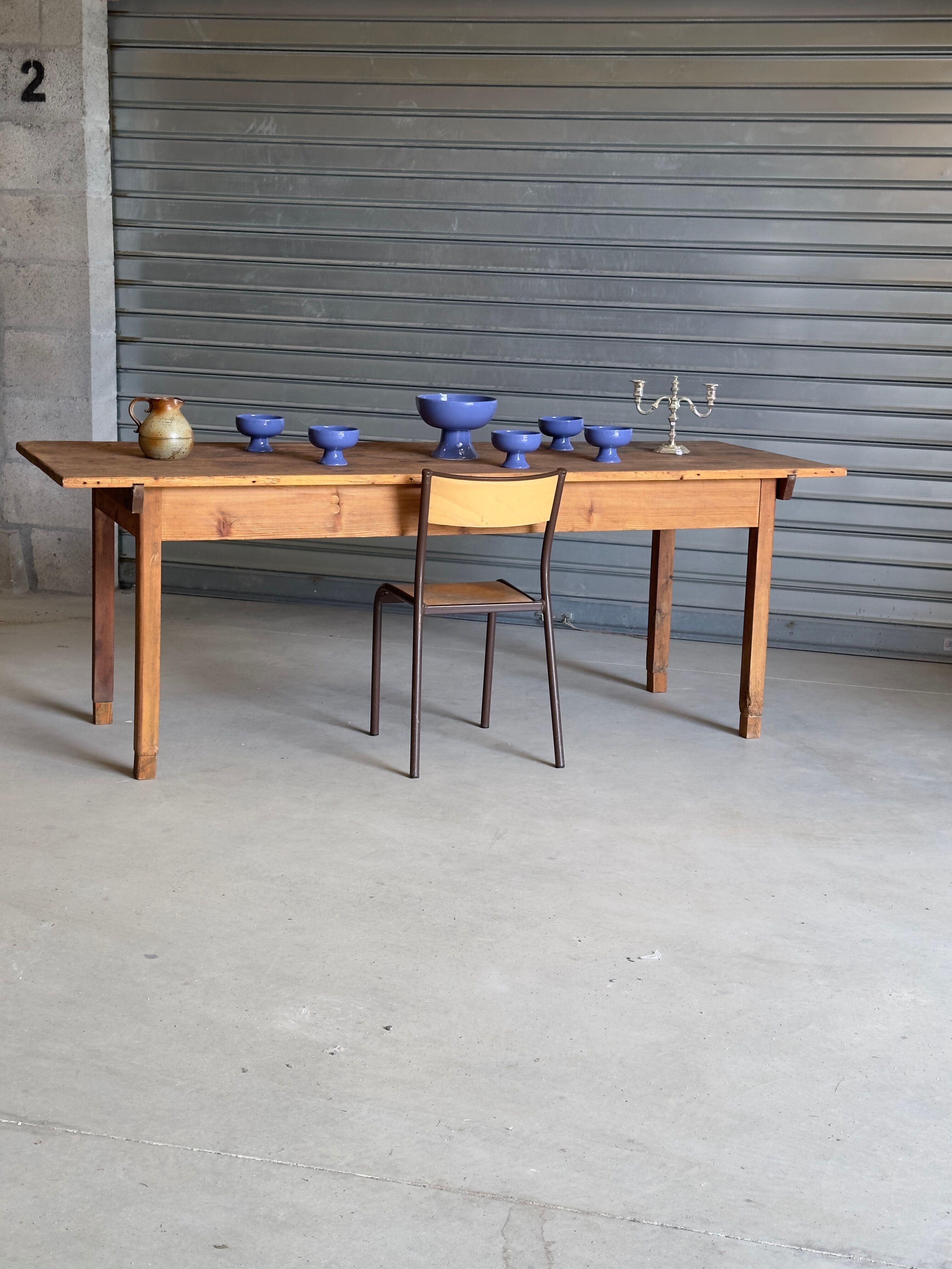 Old wooden table, farmhouse style, dining table.