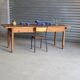 Old wooden table, farmhouse style, dining table.