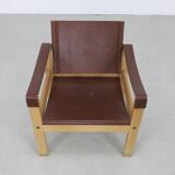 Fauteuils Safari en cuir et table basse par Carl Heinz Bergmiller, 1970