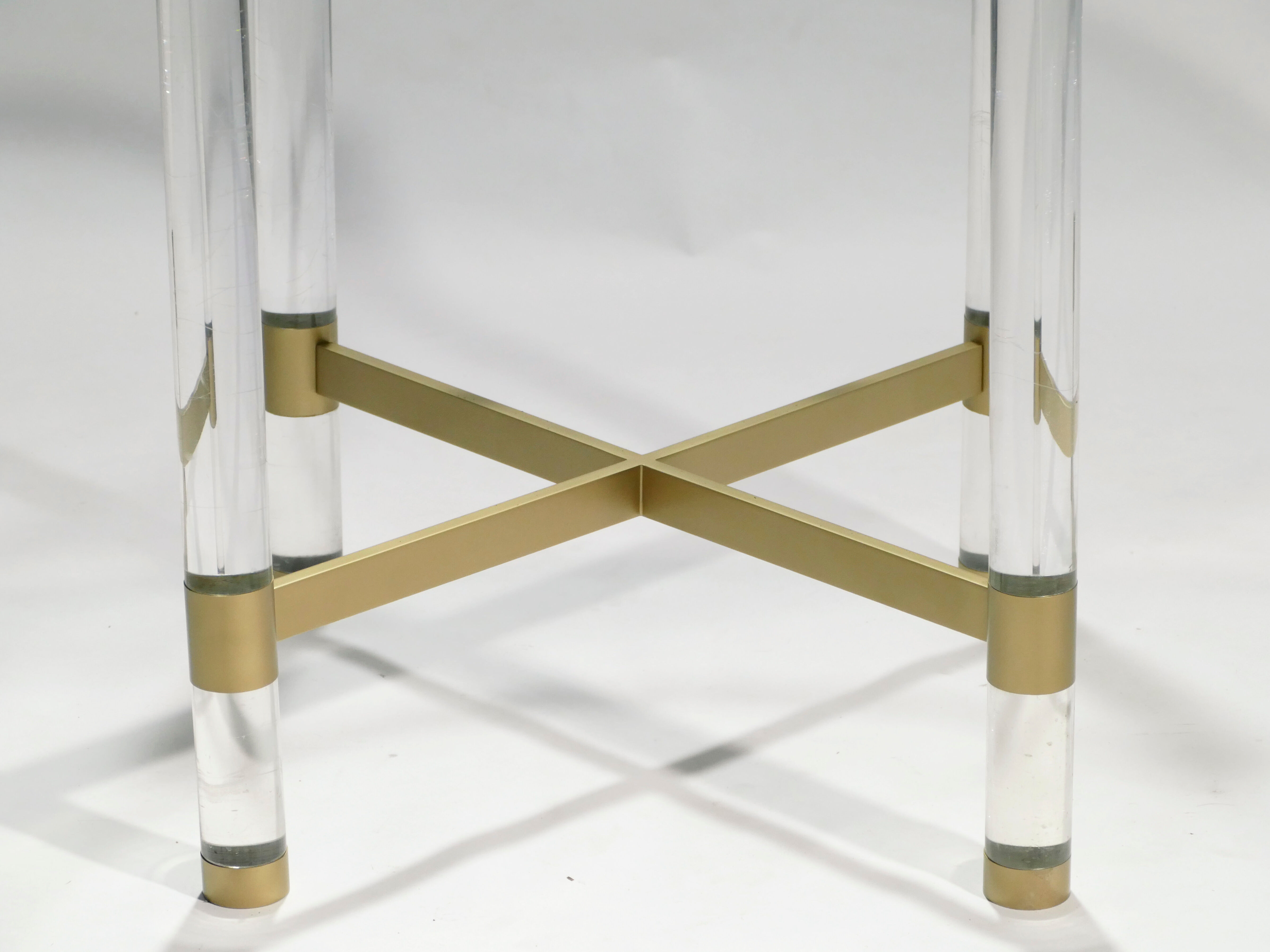 Plexi table Sandro Petti for Metalarte 1970 in brass