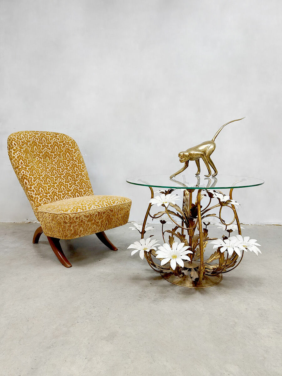 Hollywood Regency 'Flowers' Brass Coffee Table