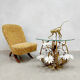 Table basse en laiton 'flowers' Hollywood regency