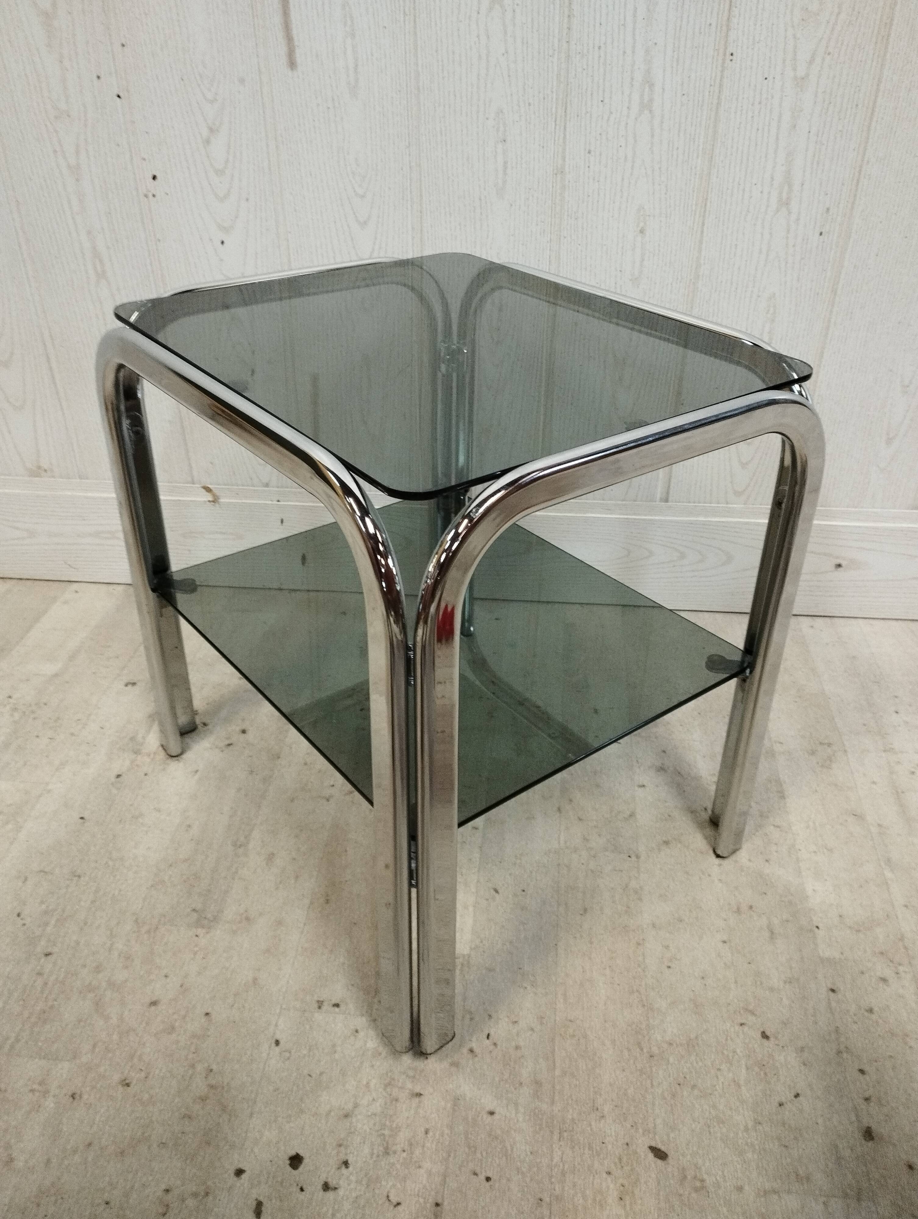 Vintage chrome sofa tip and smoked glass