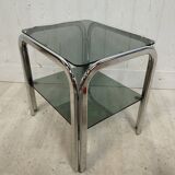 Vintage chrome sofa tip and smoked glass