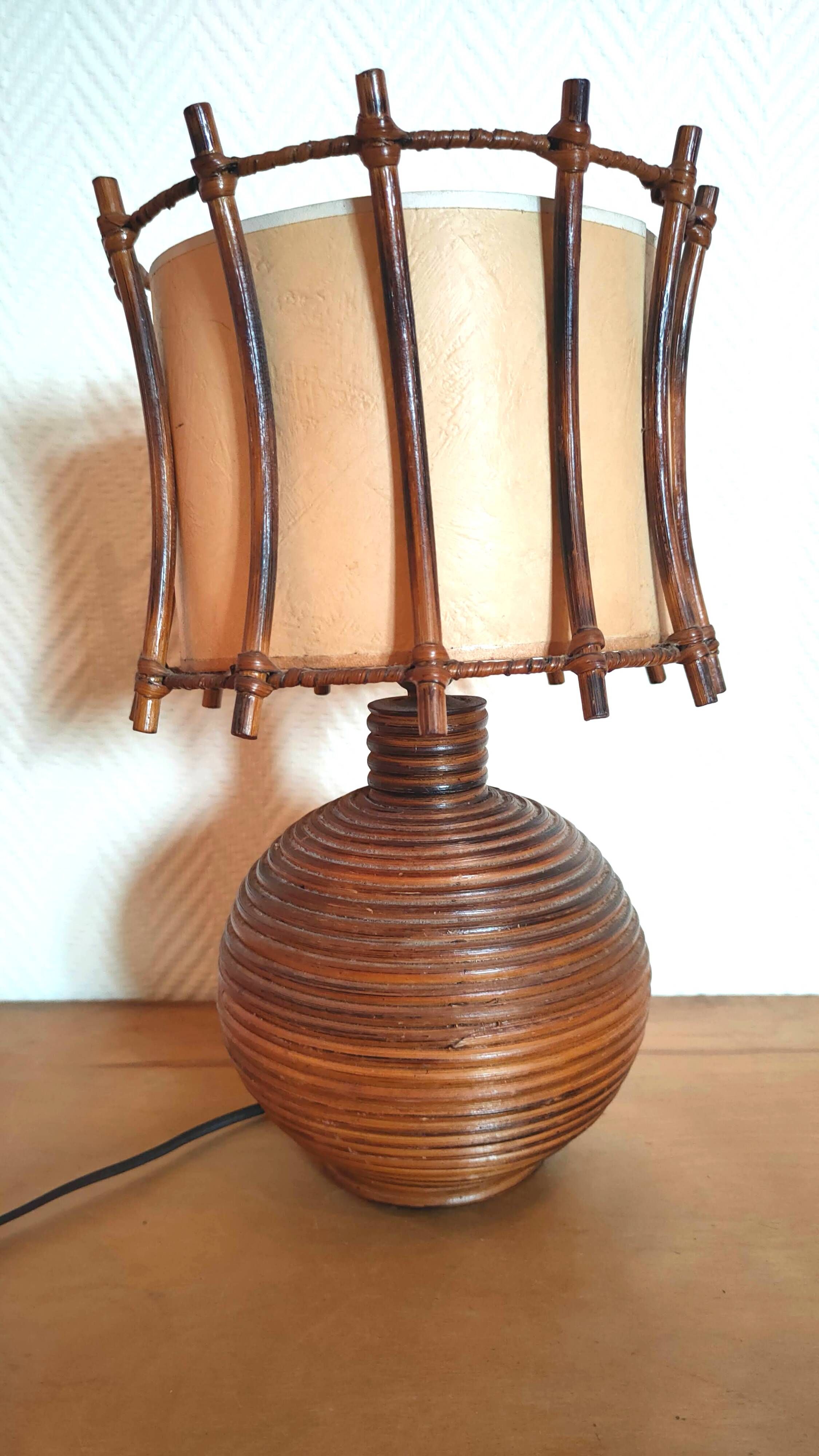 Rattan and wicker lamp design 50s 60s
