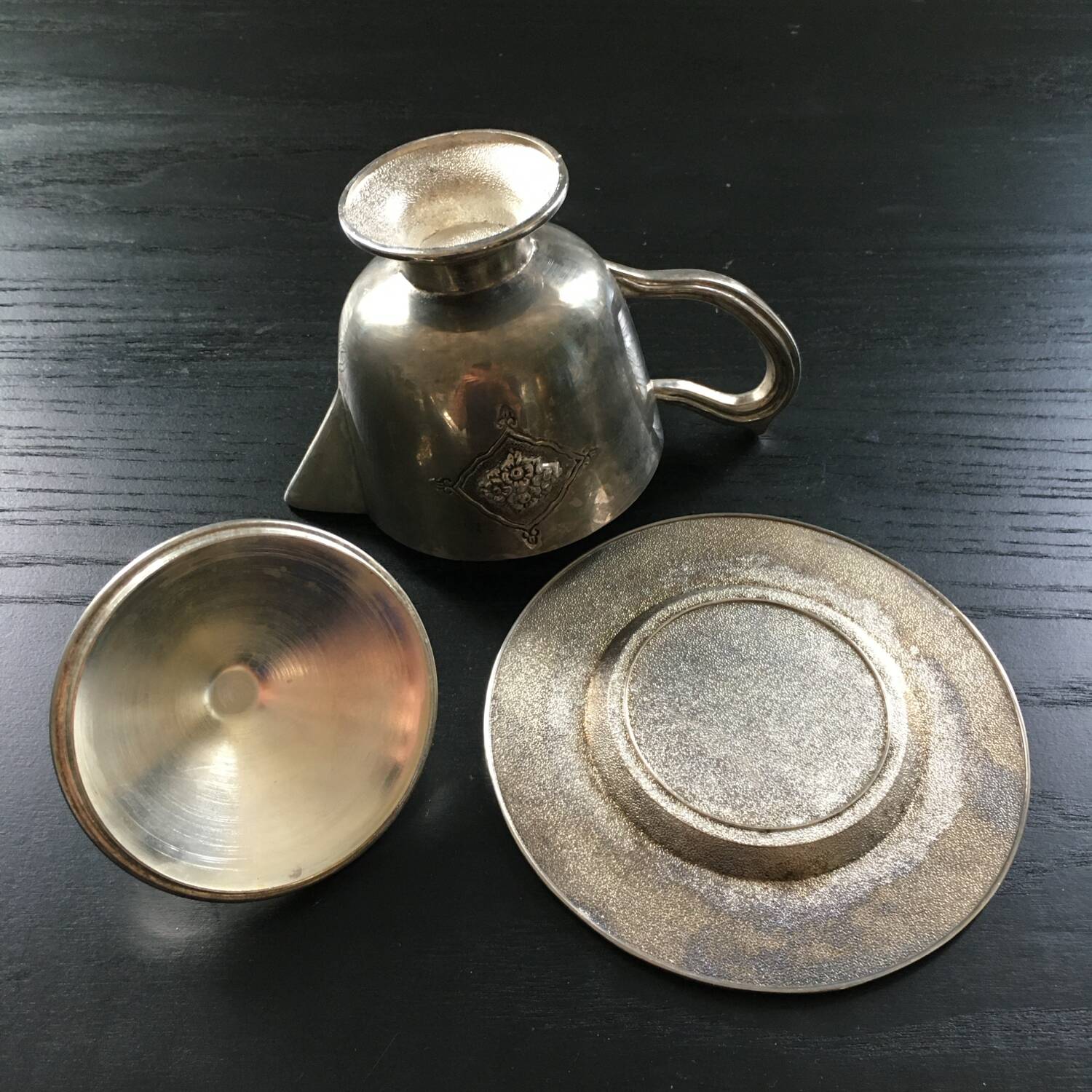 Classic silver metal creamer