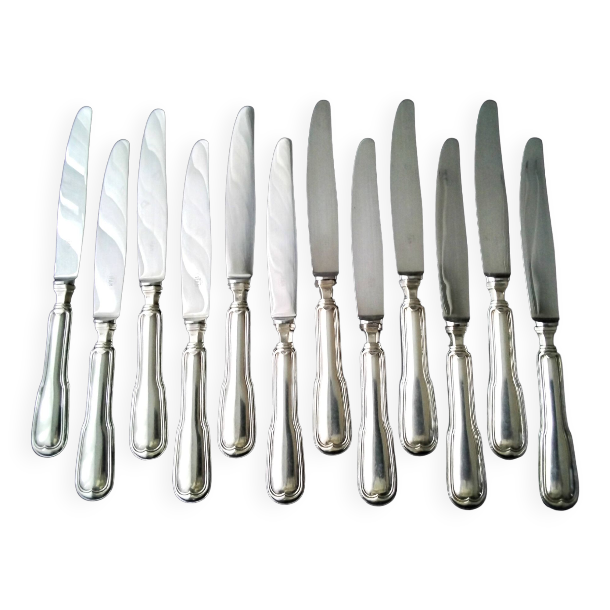 Box of 12 silver metal table knives SFAM Model Filet
