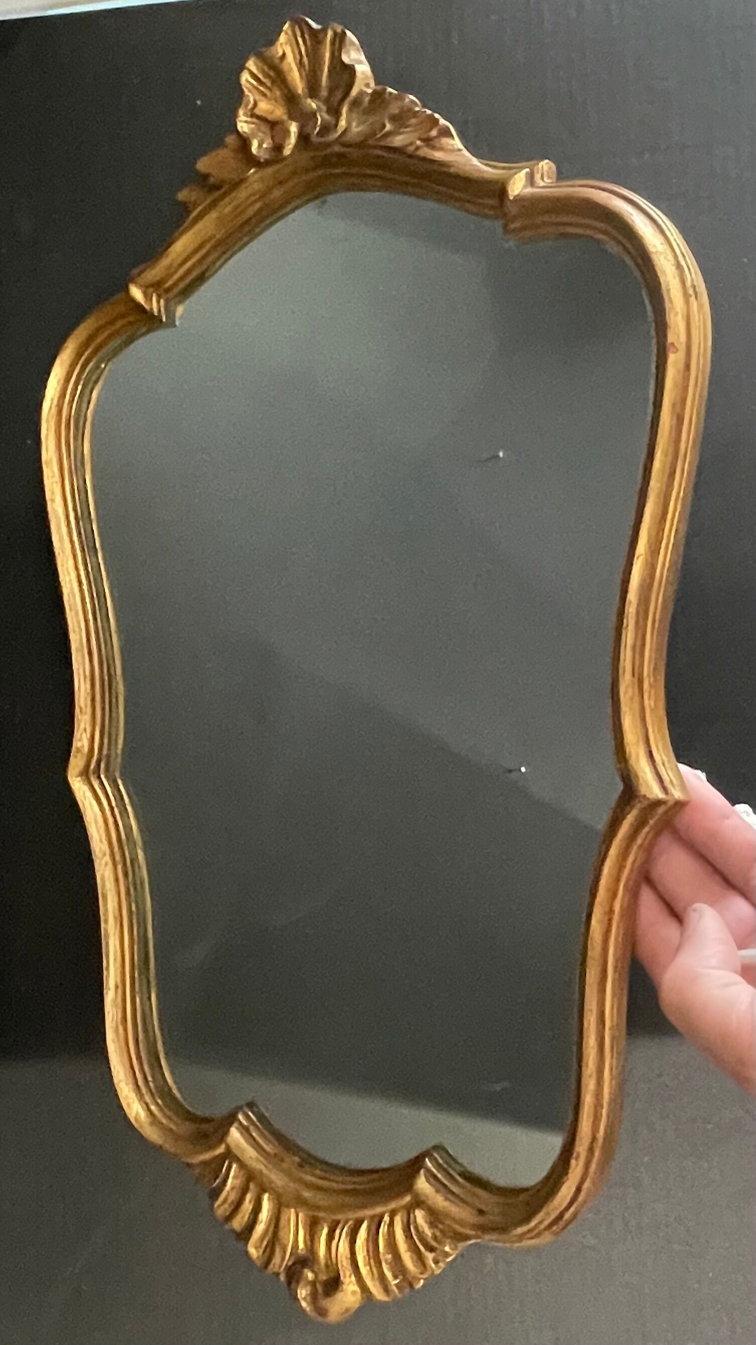 Vintage mirror gilded wood and stucco, Louis XV shell style