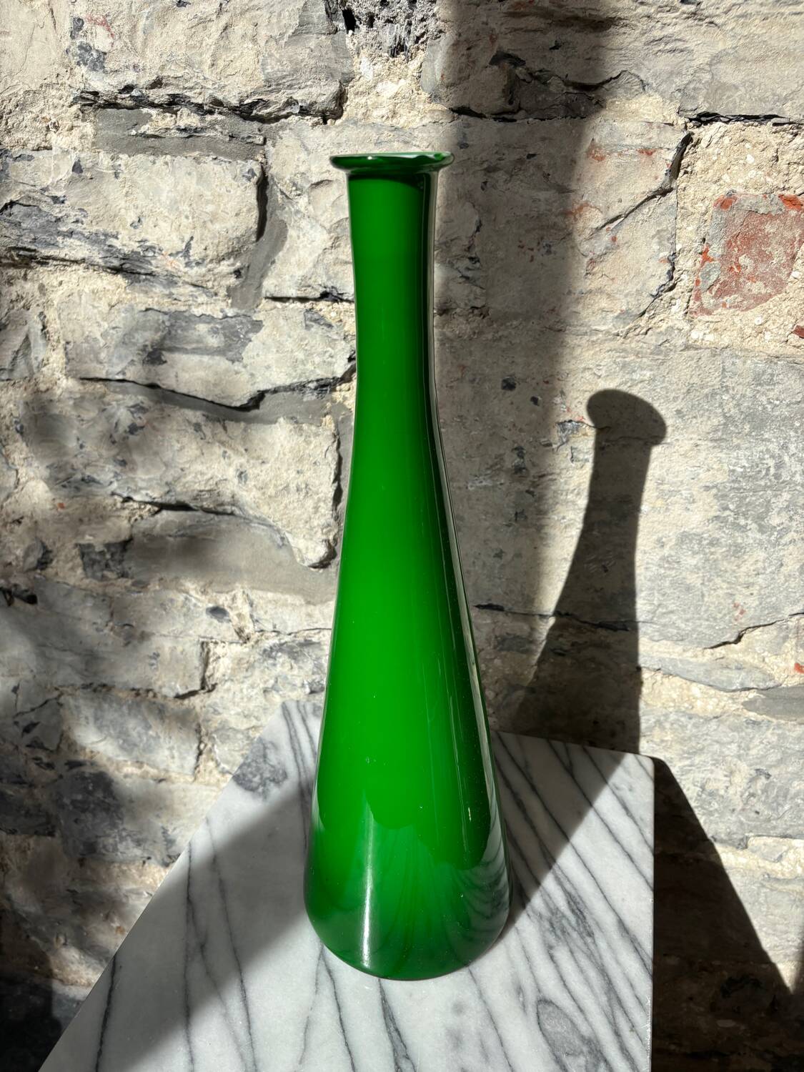 Bright green “Opalino Italy” vase