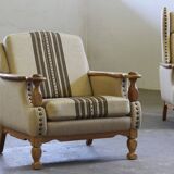 Vintage 1960s set of low & high back lounge chair oak, style of Henning Kjærnulf