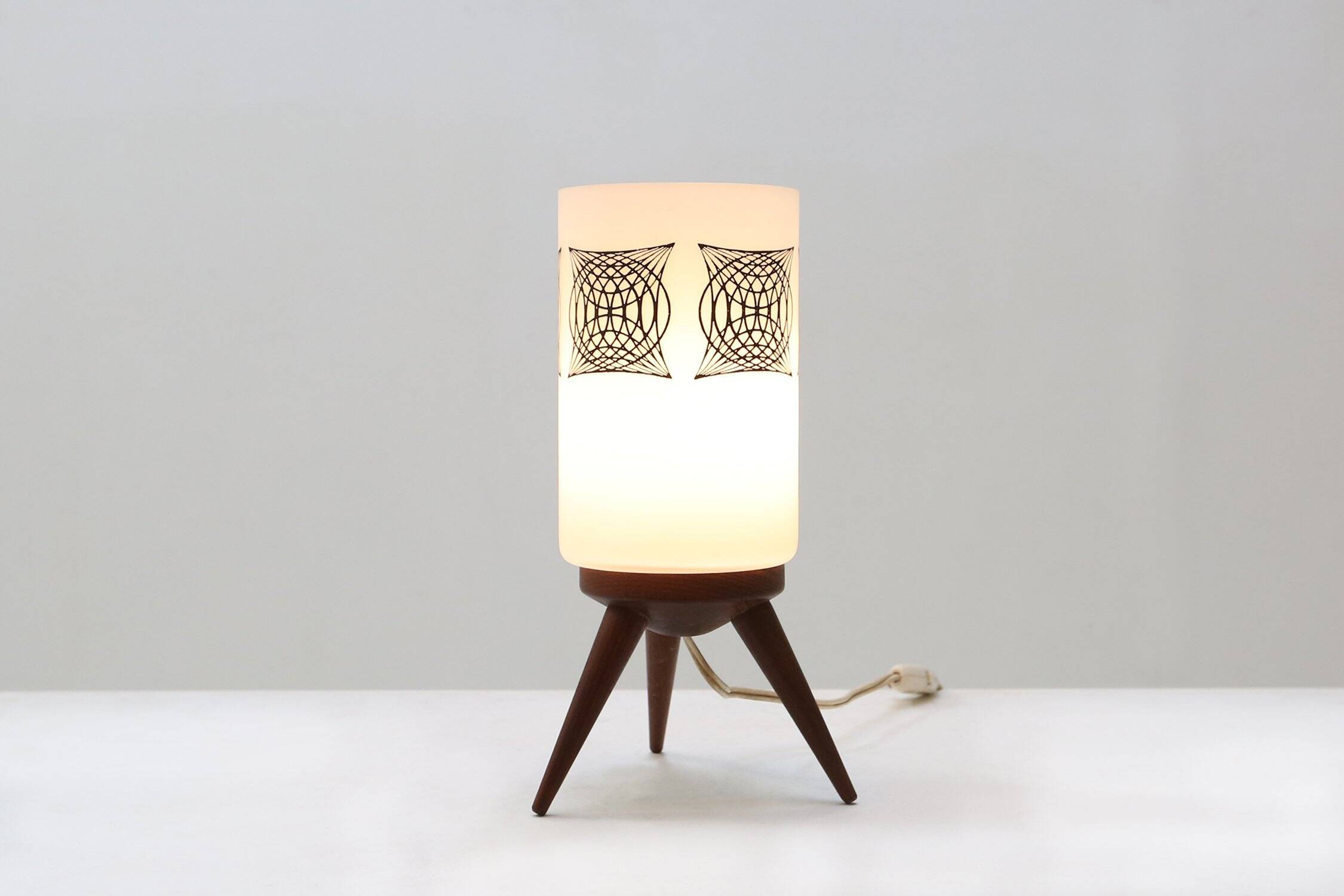 Mid-century sixties table lamp with opaline glass shade, France