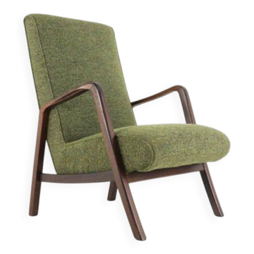 Fauteuil Knicos en Wengé avec rembourrage vert | design néerlandais très rare