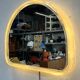 Miroir Hillebrand vintage demi-rond avec éclairage