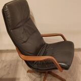 Swivel armchair with footrest, Berg Forniture, Denmark, 1970s