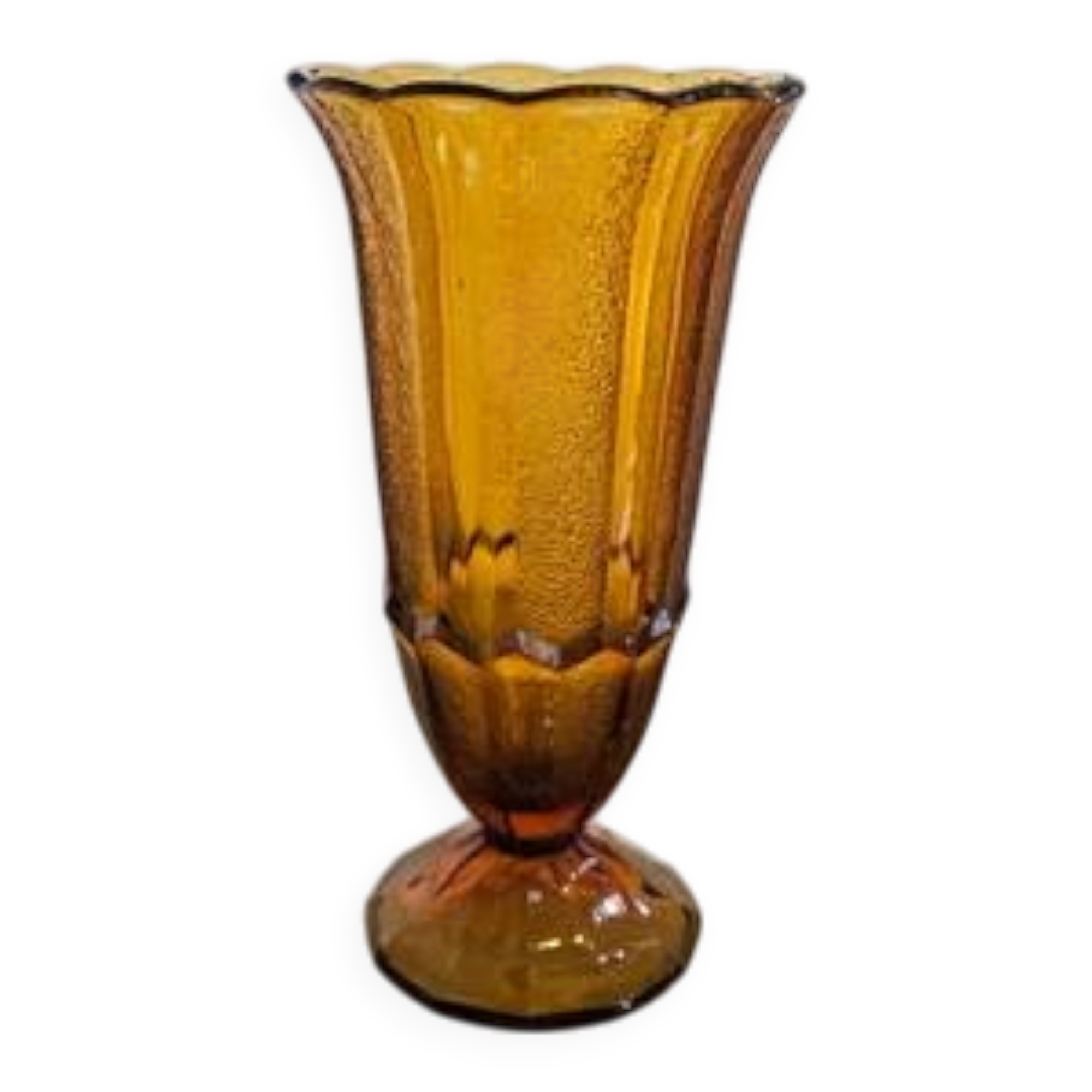 Vintage Art Deco amber glass vase - 1930s