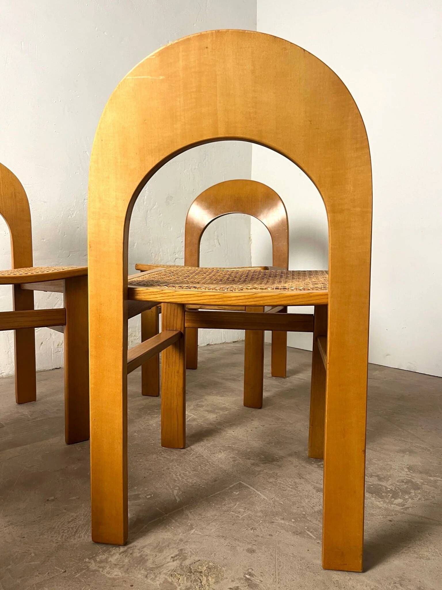 Set of 4 caned chairs Arcadia by Tagliabue di Cascina Armata, 1970-80.