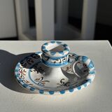 Light blue Moustiers candlestick H5 D12.5