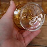 Lot of 6 Luminarc 70's amber champagne glasses