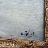 Oil on panel signed ED Géliot - 23 x 33 cm - boat in Brittany