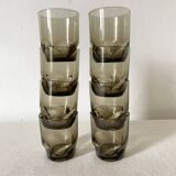 Smoked glass water glasses, 70s