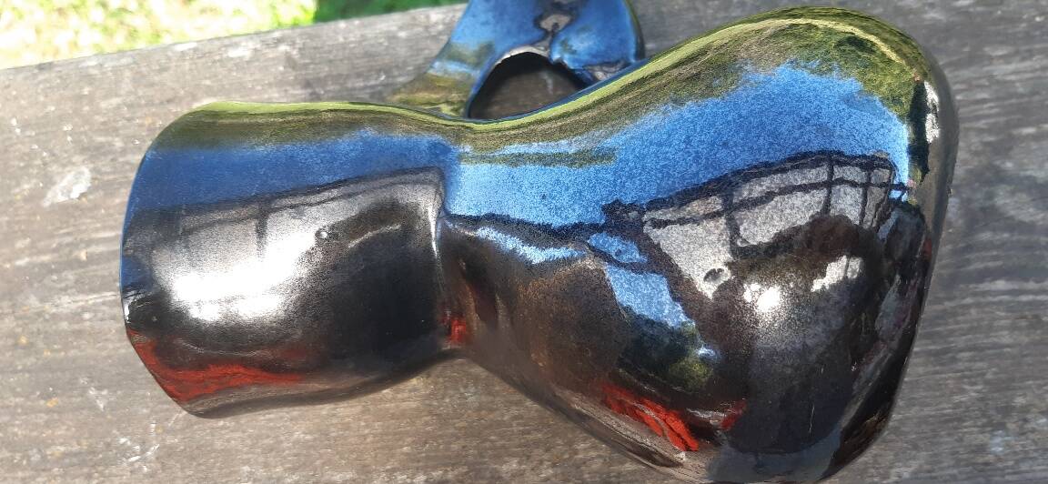 Enamelled terracotta pitcher, France, 1950s