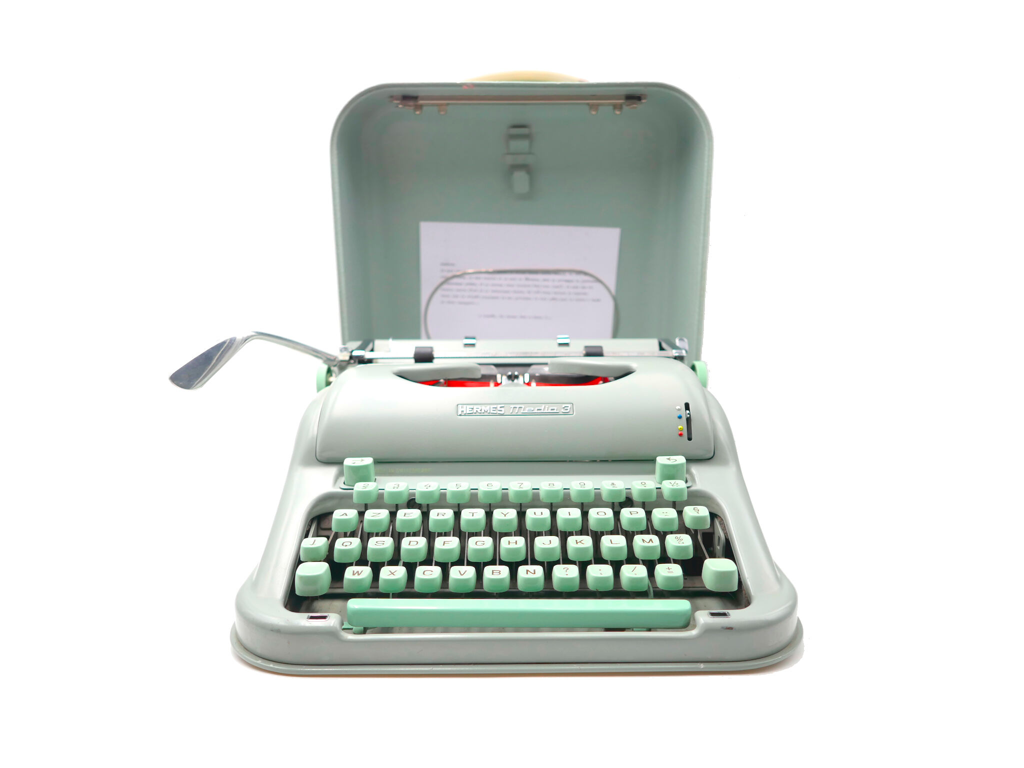 Hermes 3000 Green Typewriter Revised with New Ribbon