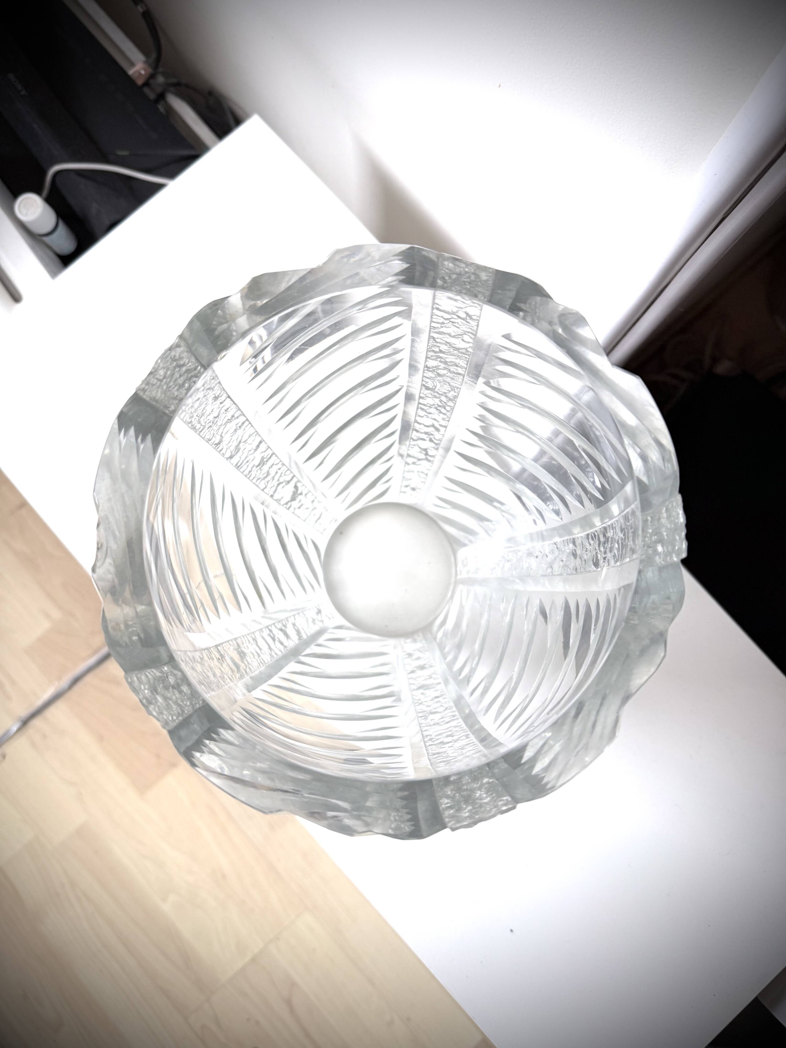 Large engraved crystal vase