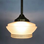 Suspension globe yellow granite, bordered gold lampshade old art deco. Year 50