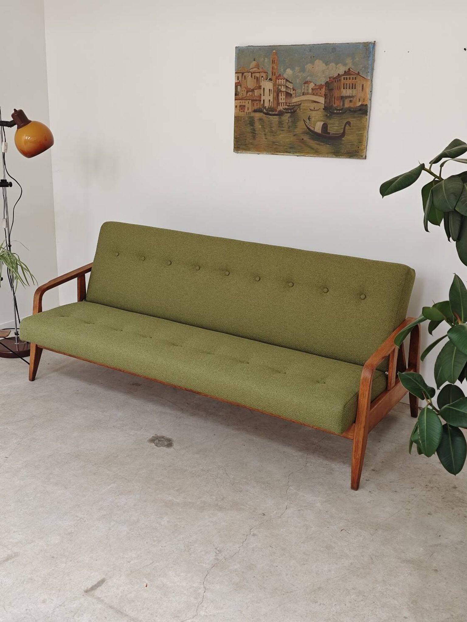 Green Banquette Daybed from Czechoslovakia 1960
