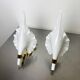Pair of "Calla Lily" leaf-shaped wall sconces, Murano glass & gilt brass, Italy, circa 1970s