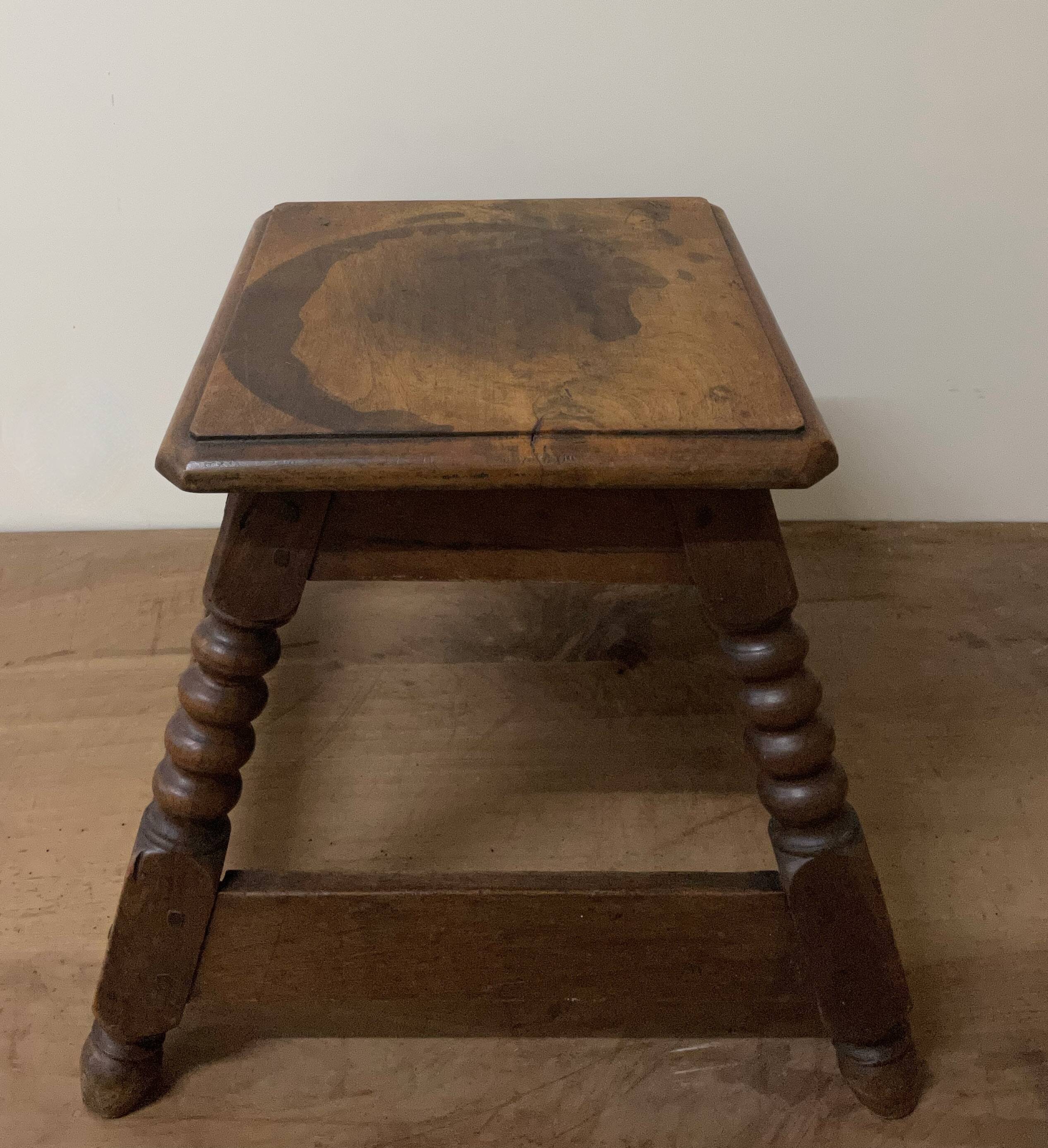 Walnut stool Louis XIII style nineteenth century