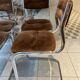 Set of 4 chairs chrome and suede 70s