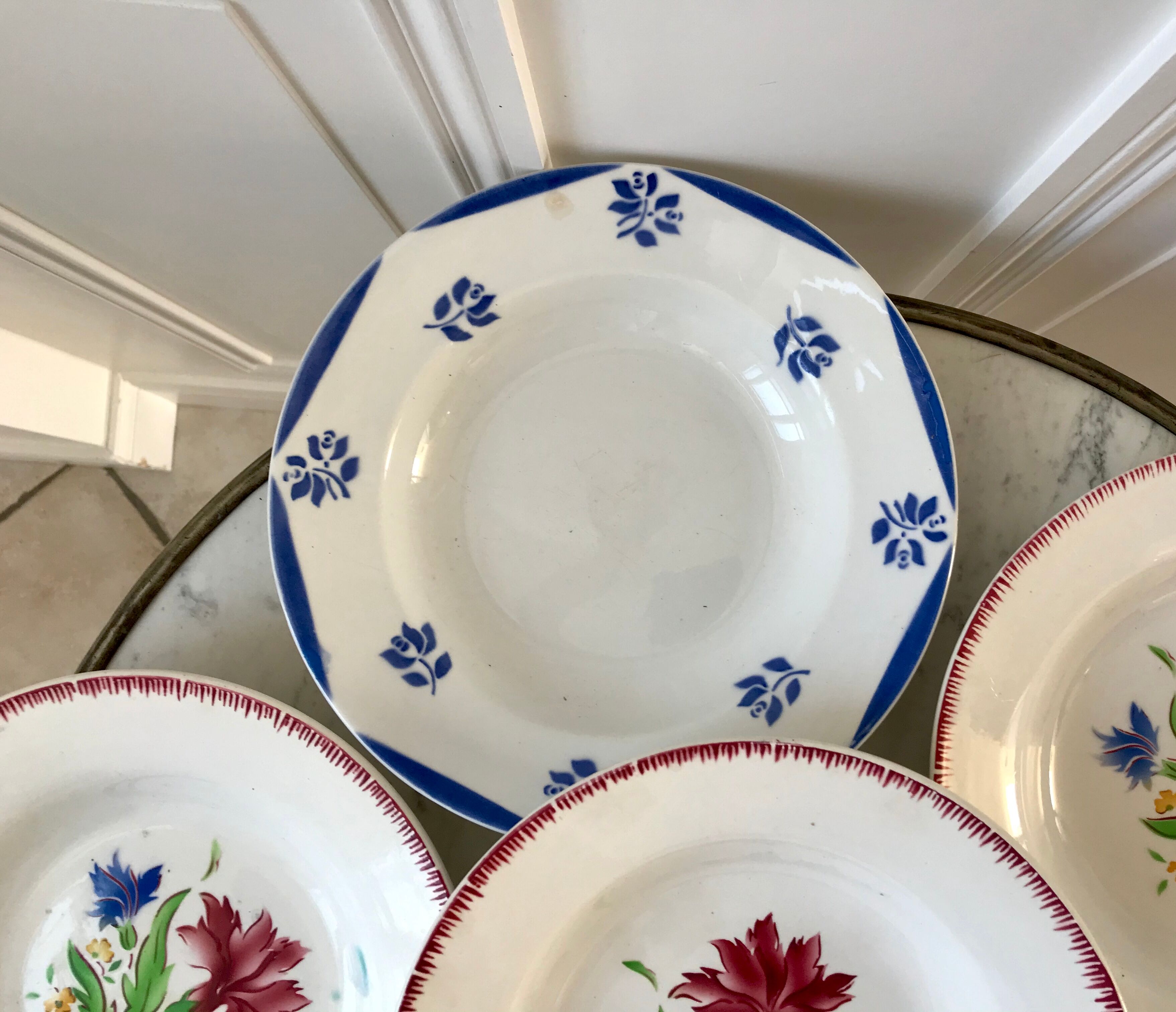 Lot de 6 assiettes creuses dépareillées Digoin Sarreguemines et Lunéville années 40